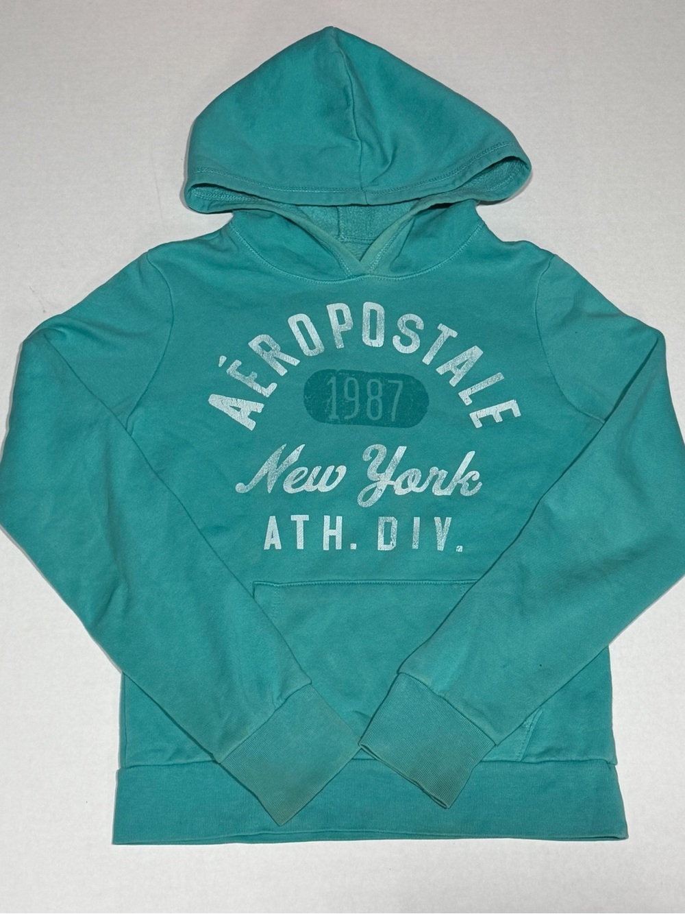Aeropostale Women’s Teal Pullover Hoodie with New York Graphic